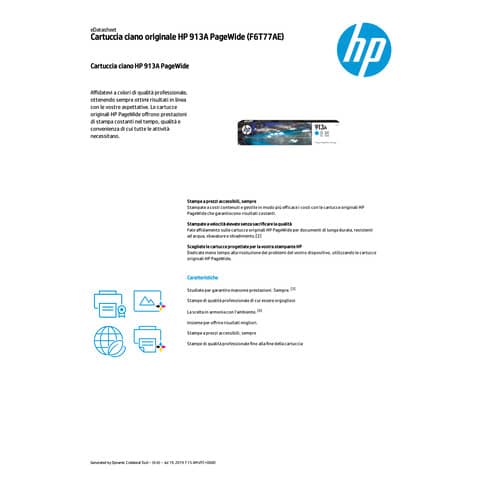 Cartuccia inkjet 913A HP Ciano -  F6T77AE